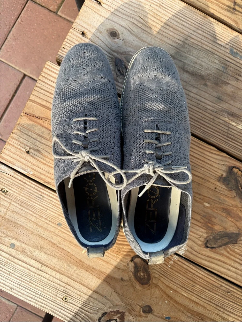 Cole Haan Zerogrand Stitchlite Wingtip Oxford Men’s 10.5 M Gray Knit Shoes